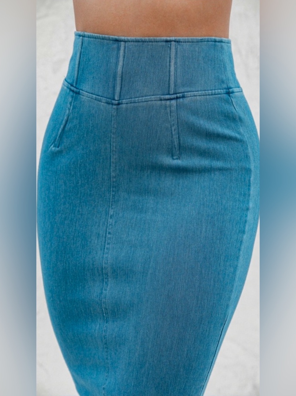 JLUXLABEL Rare NAT x LIV Denim Midi Pencil Skirt size Large - Picture 2 of 11